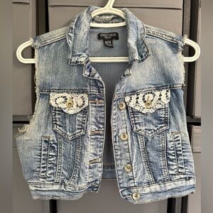 Women's Cropped Blue Denim Vest